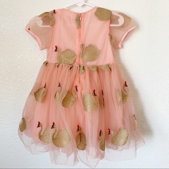 Doe a Dear Pink Dress with Swan Overlay, size 3T - Picture 2 of 5